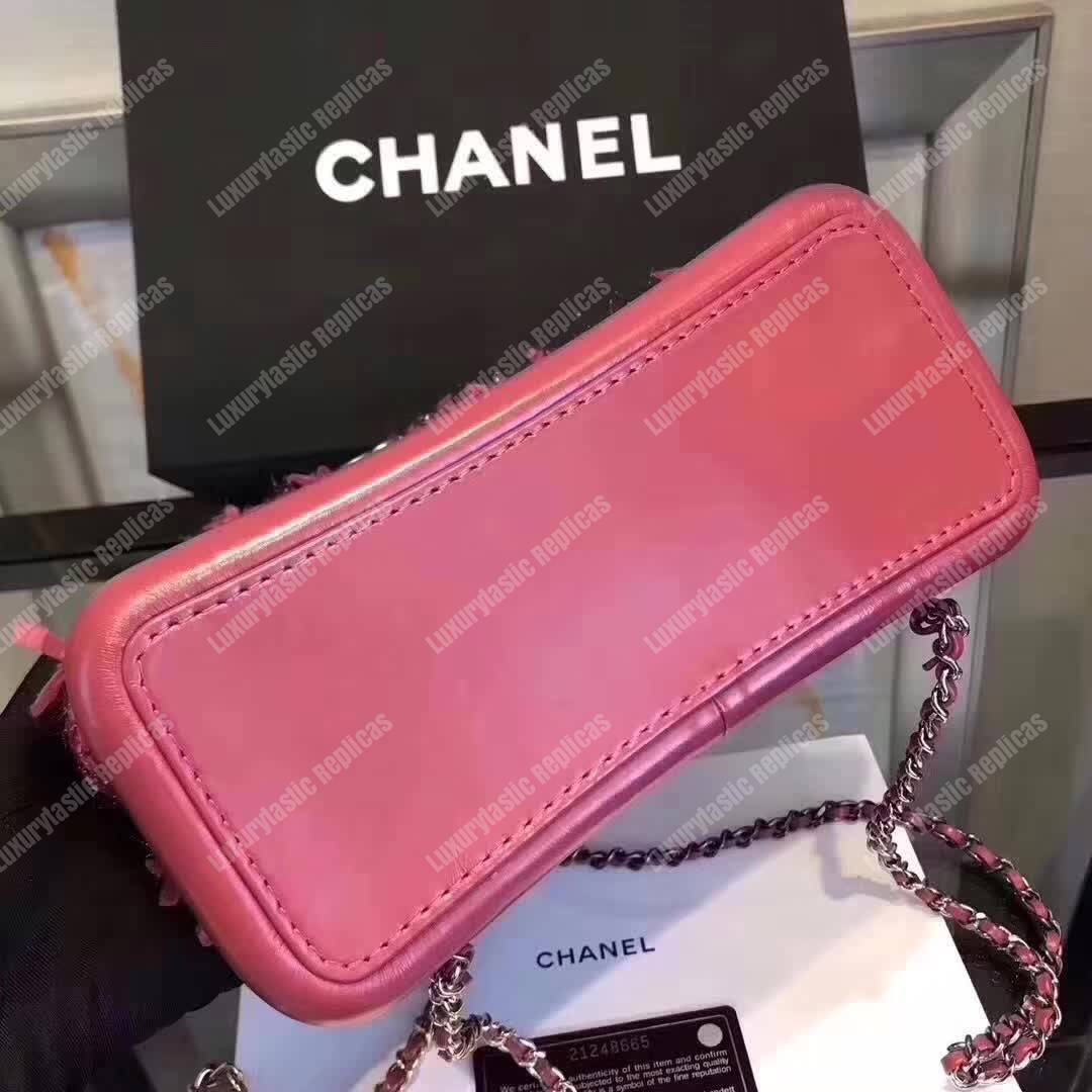 Ch*el small tweed gabrielle hobo backpack red