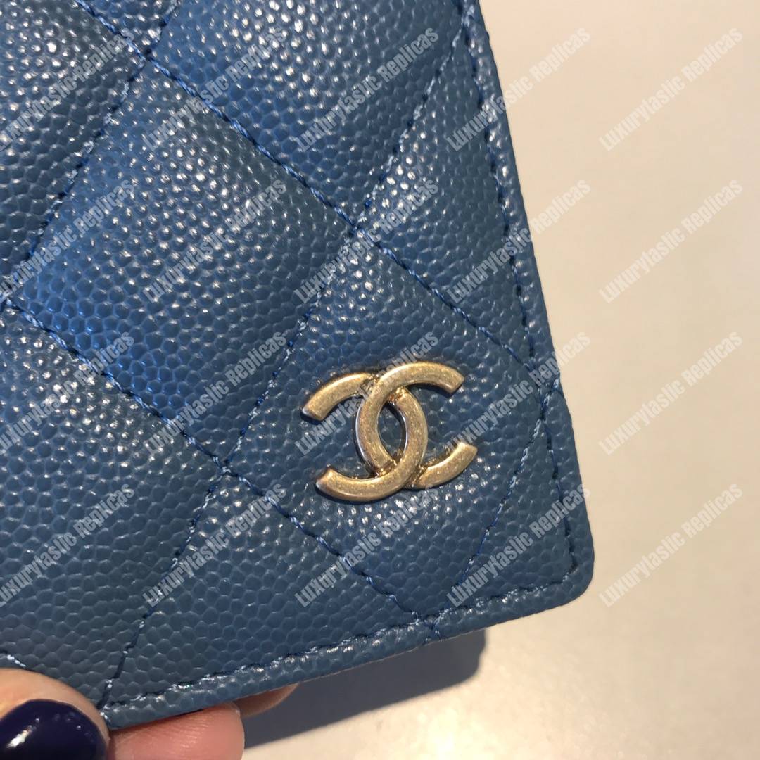 Classic Passport Holder Caviar Leather Blue