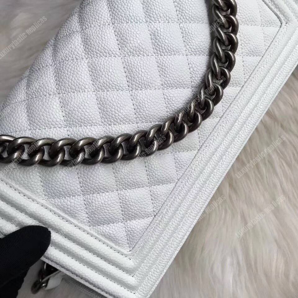 Ch*el boy medium handbag white
