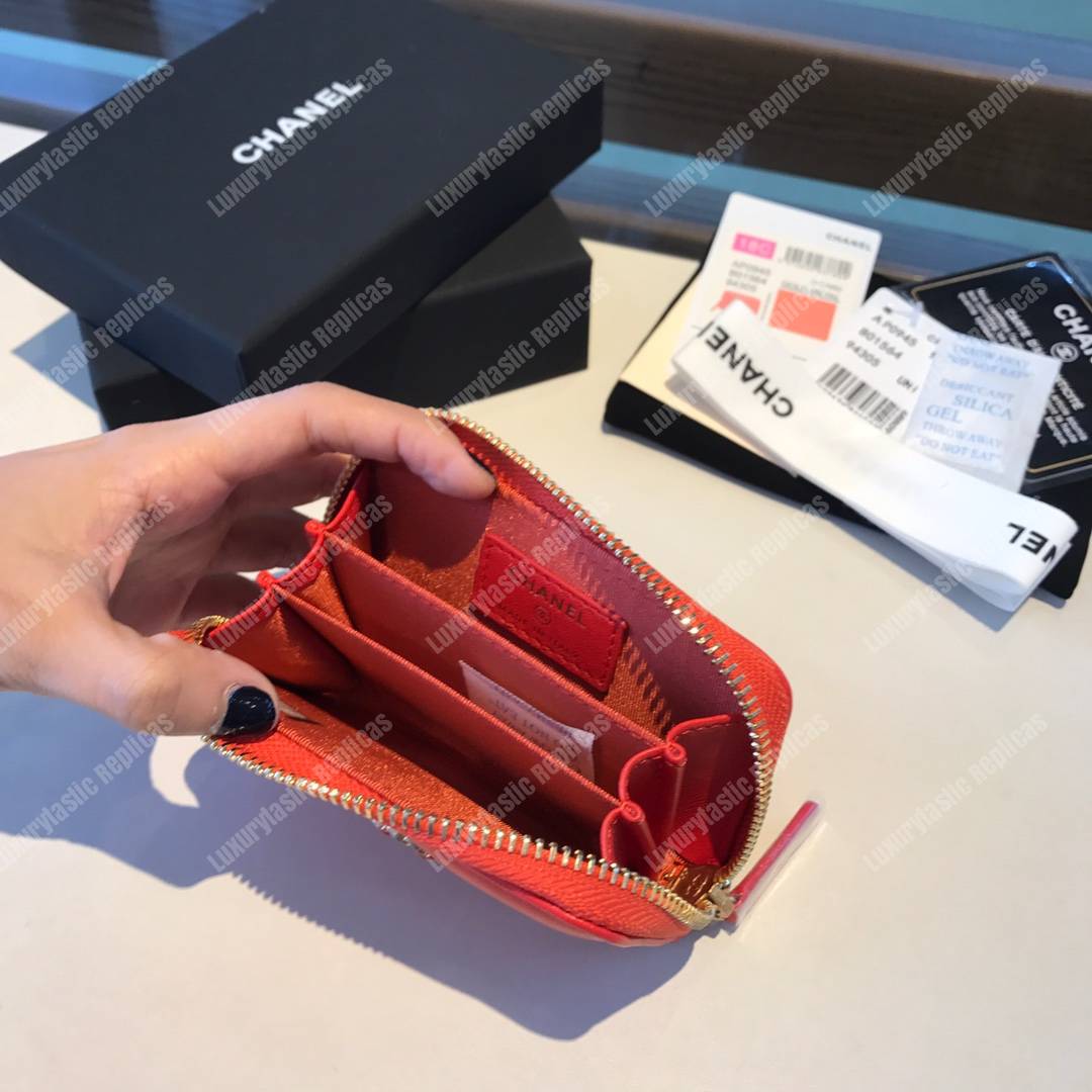 Ch*el 19 zipped coin purse red