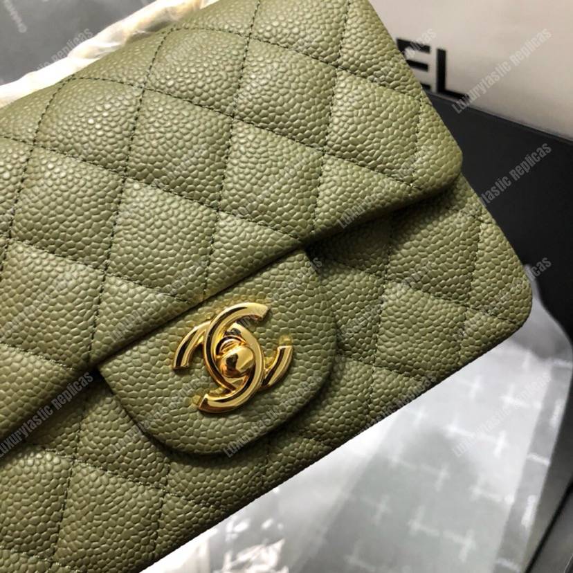 Ch*el mini flap bag green