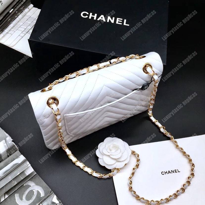 Ch*el classic medium handbag white