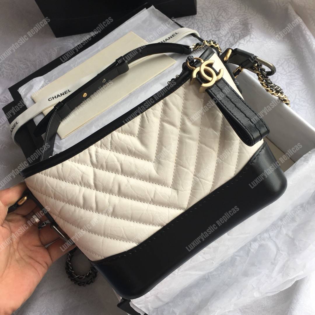 Ch*el’s gabrielle small hobo bag white