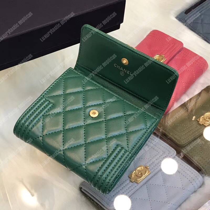 Ch*el boy small flap wallet green