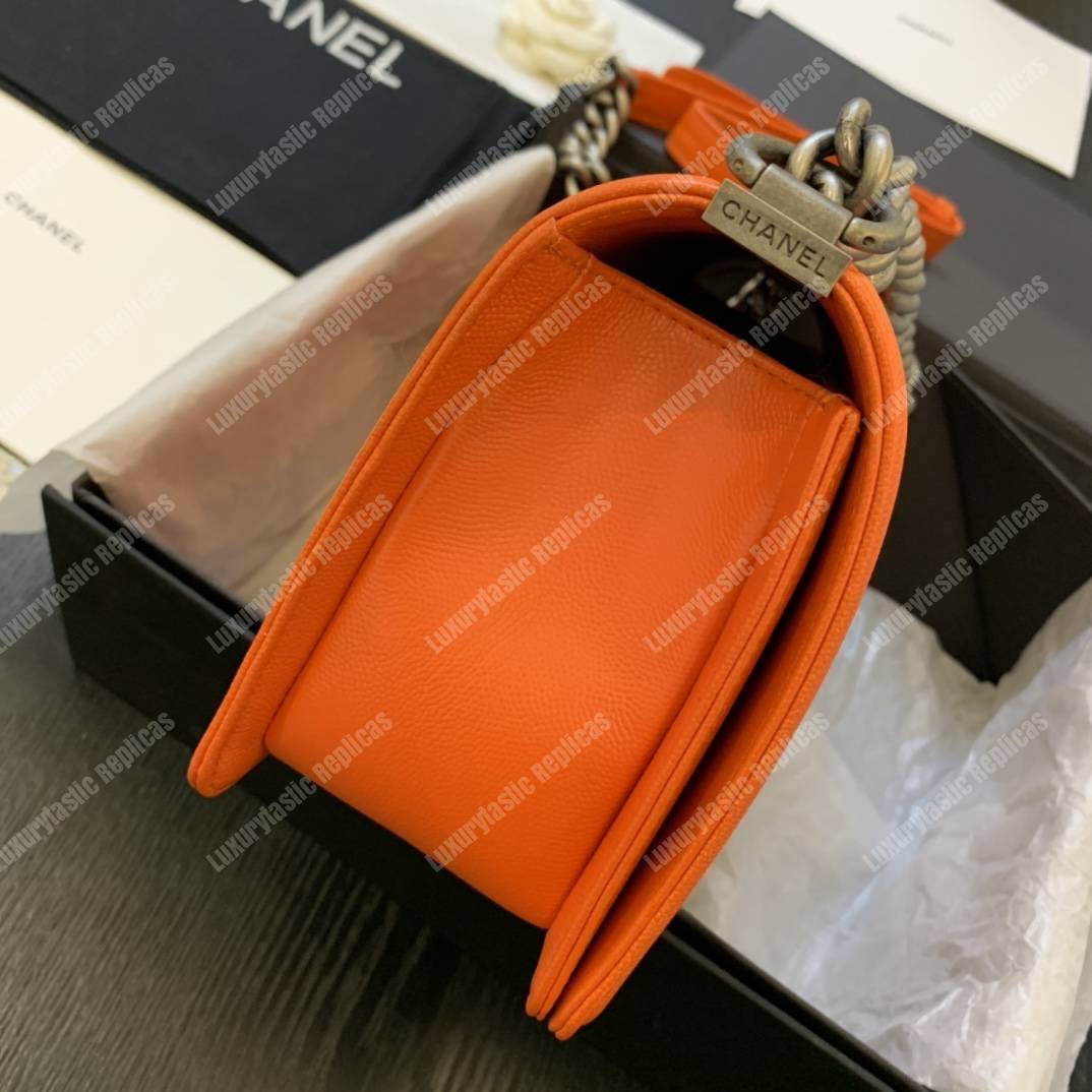 Ch*el boy medium caviar leather orange
