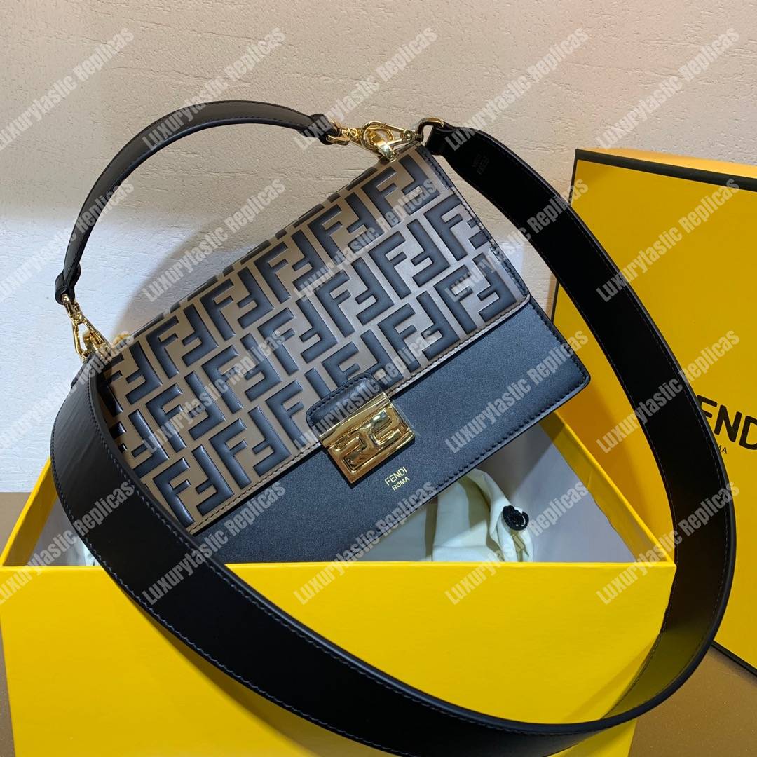 F**di kan u black leather bag