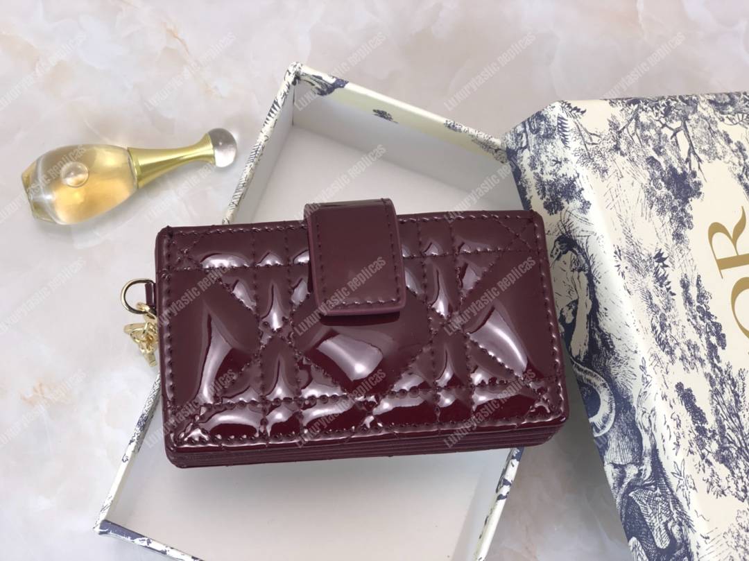 lady D*or calfskin card holder burgundy