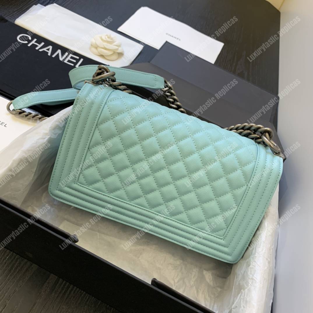 Ch*el boy medium caviar leather sky blue