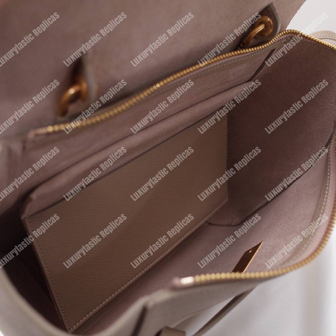 Ce**e micro belt bag in grained calfskin light taupe