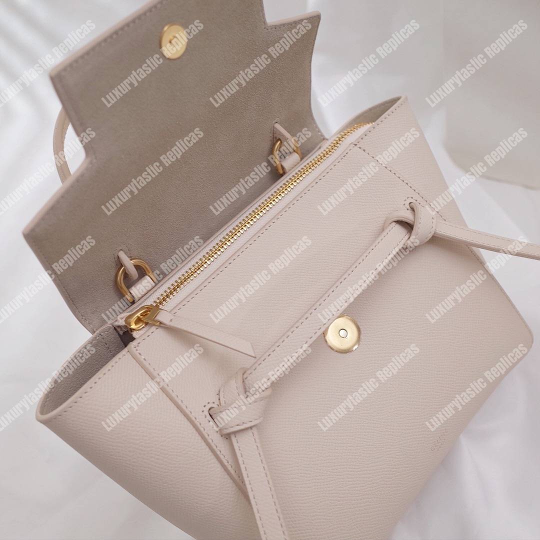 Ce**e nano belt bag in grained calfskin pale pink