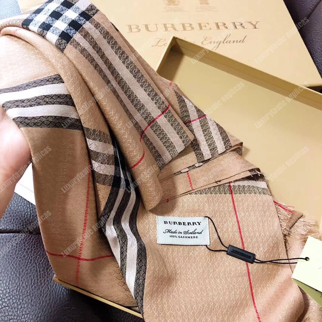 B**rry check cashmere scarf archive beige