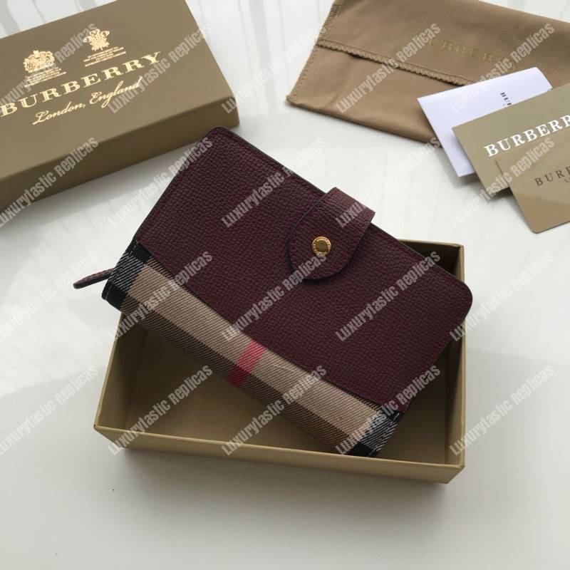 B**rry house check and leather wallet dark brown