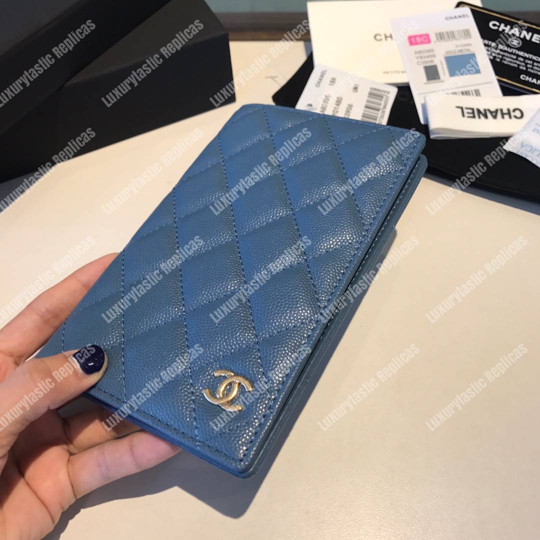 Classic Passport Holder Caviar Leather Blue