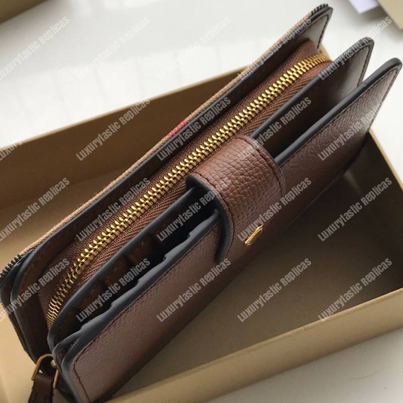 B**rry house check and leather wallet brown