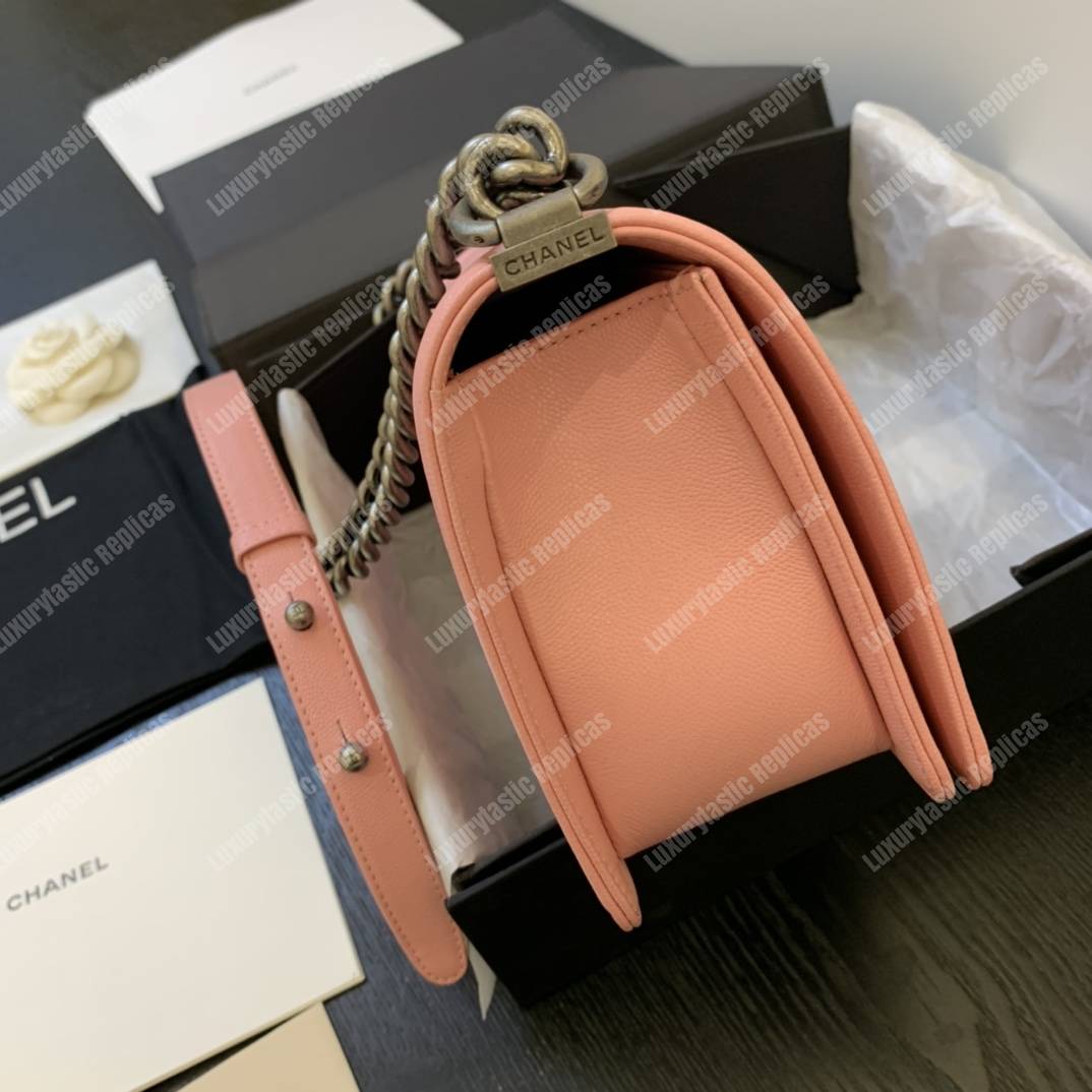 Ch*el boy medium caviar leather pink