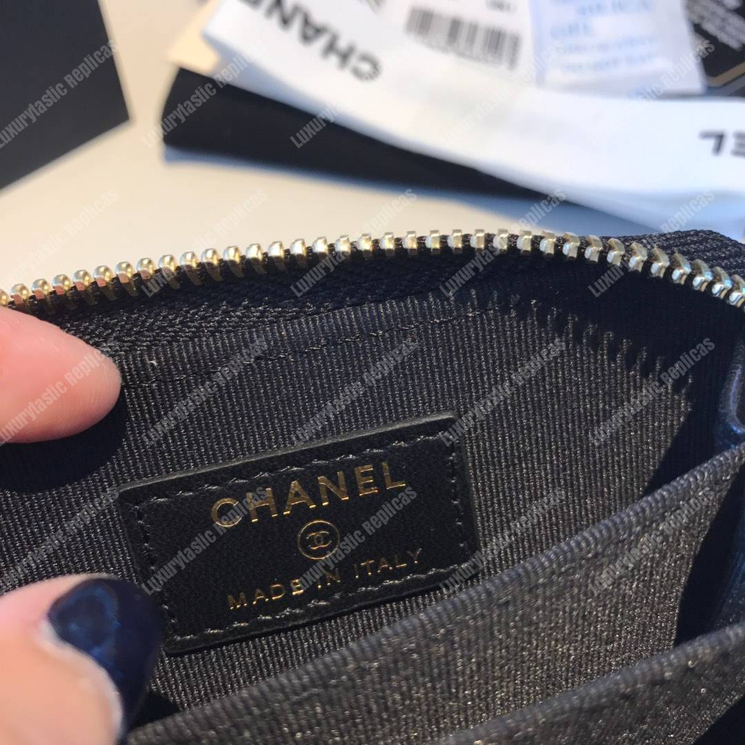 Ch*el 19 zipped coin purse black