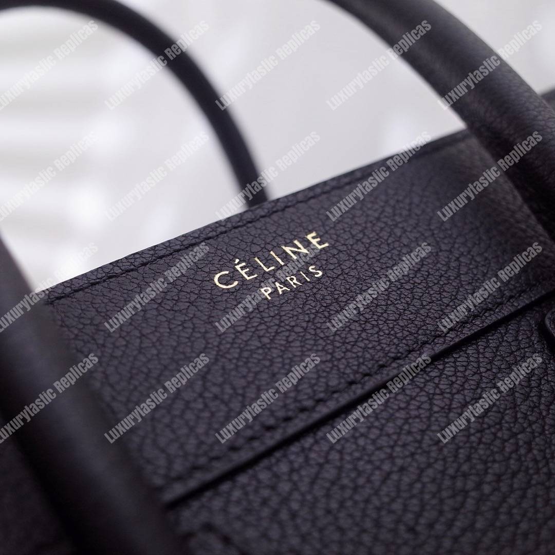 Micro Luggage Handbag In Drummed Calfskin Black