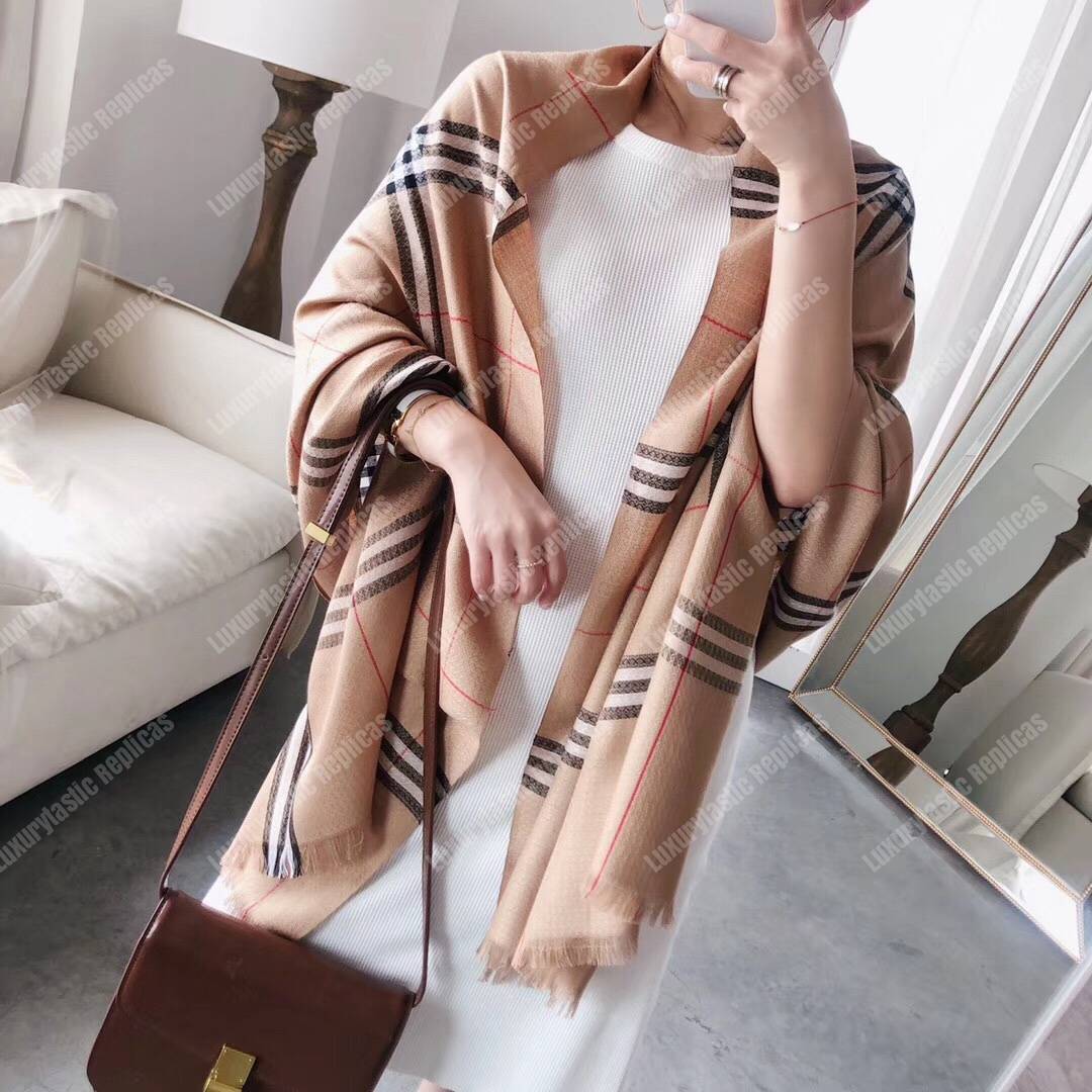 B**rry check cashmere scarf archive beige
