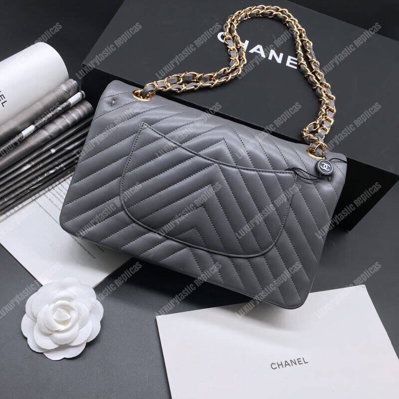 Ch*el classic medium handbag grey