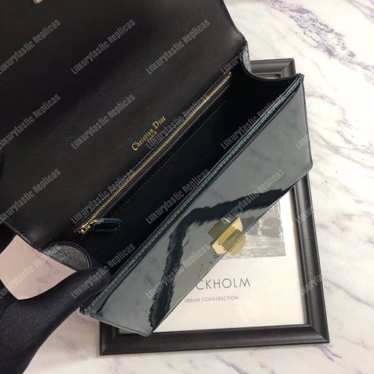 D*orama green-toned metallic calfskin flap bag