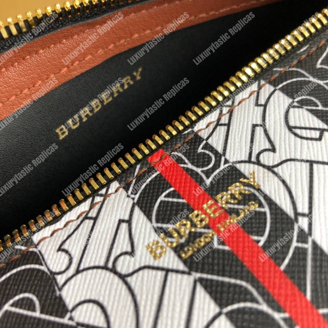 B**rry the monogram stripe e-canvas and leather barrel bag bridle brown