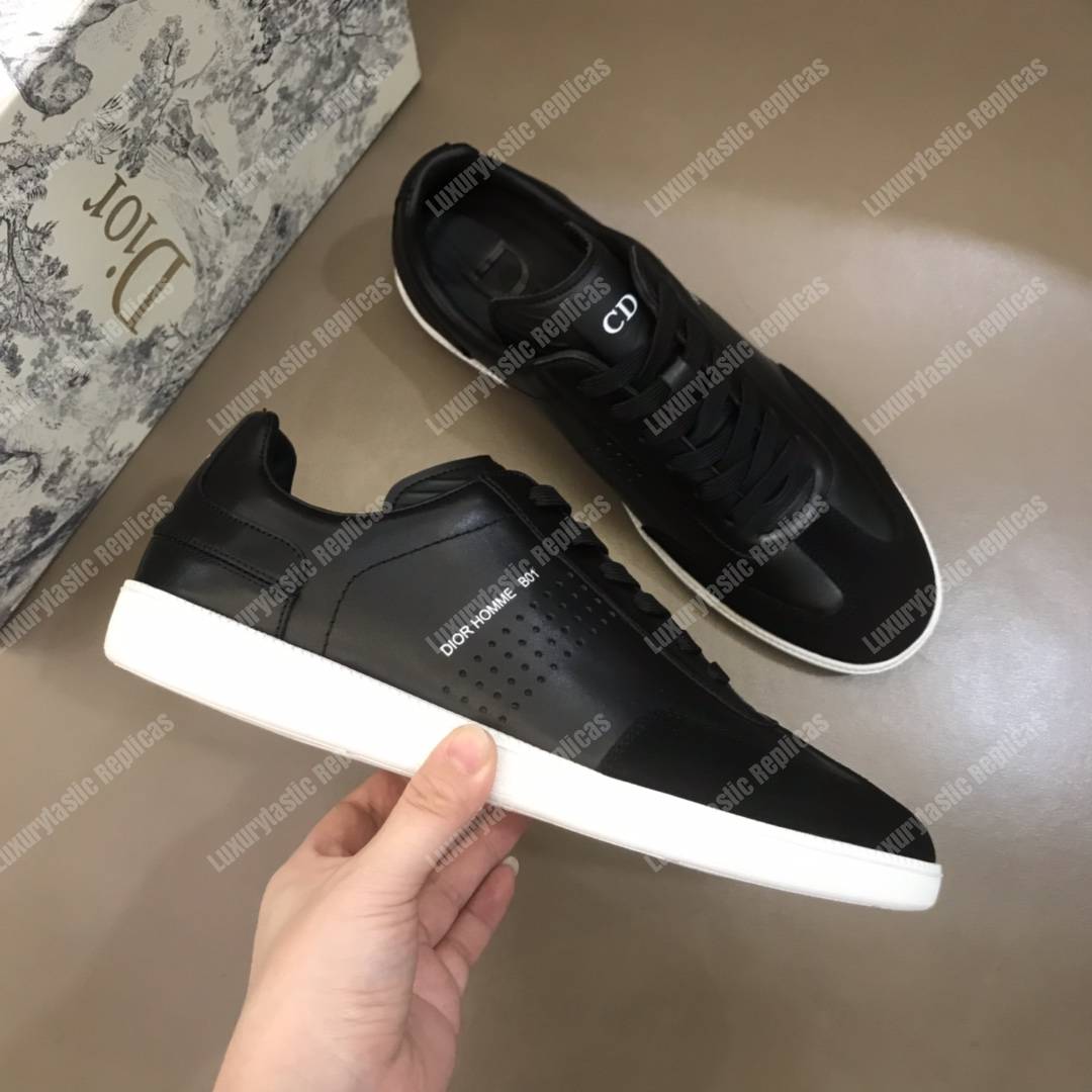 D*or “b01” sneaker black suede calfskin & black smooth calfskin