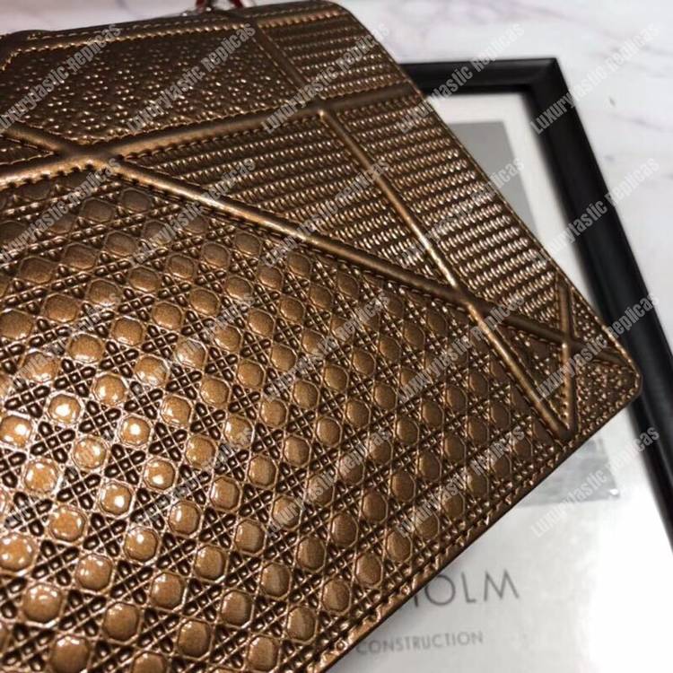 D*orama dark gold-toned metallic calfskin flap bag