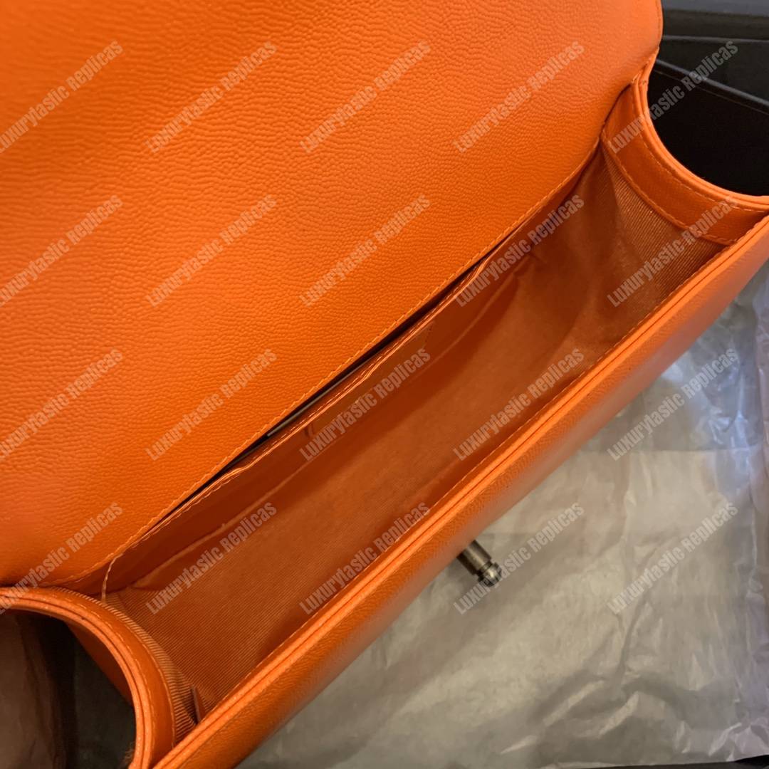 Ch*el boy medium caviar leather orange