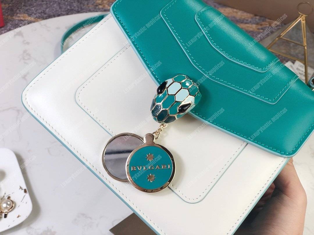 BVL Serpenti Forever Crossbody Bag White Agate / Tropical Turquoise