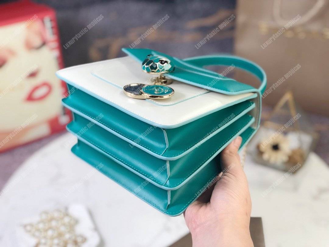 BVL Serpenti Forever Crossbody Bag White Agate / Tropical Turquoise