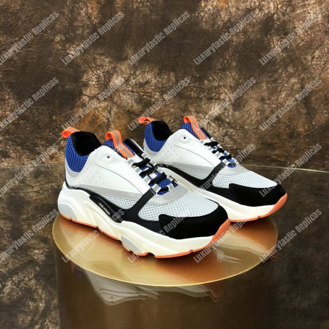 D*or “b22” sneaker in blue technical knit and black, gray and white calfskin