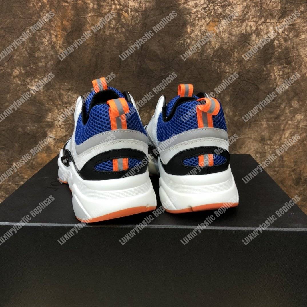 D*or “b22” sneaker in blue technical knit and black, gray and white calfskin