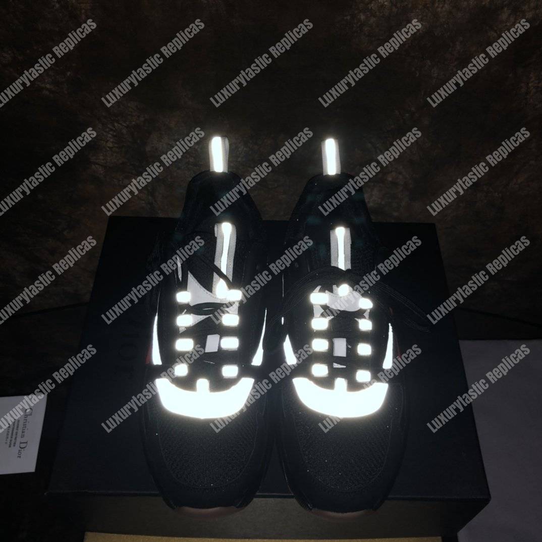 D*or “b22” sneaker in black technical knit and black and grey calfskin