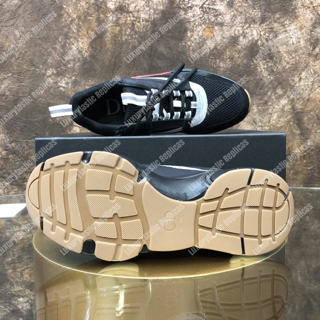 D*or “b22” sneaker in black technical knit and black and grey calfskin