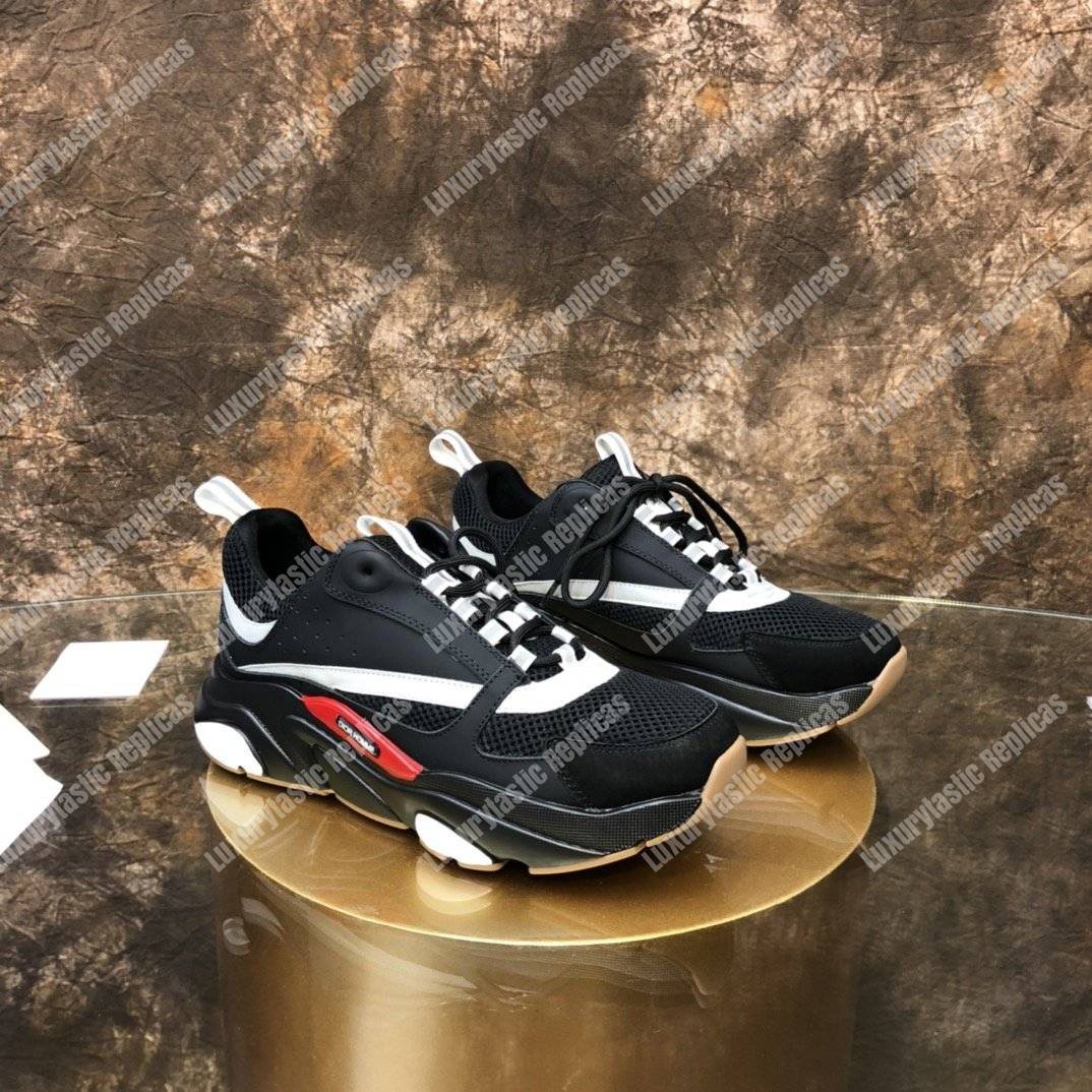 D*or “b22” sneaker in black technical knit and black and grey calfskin