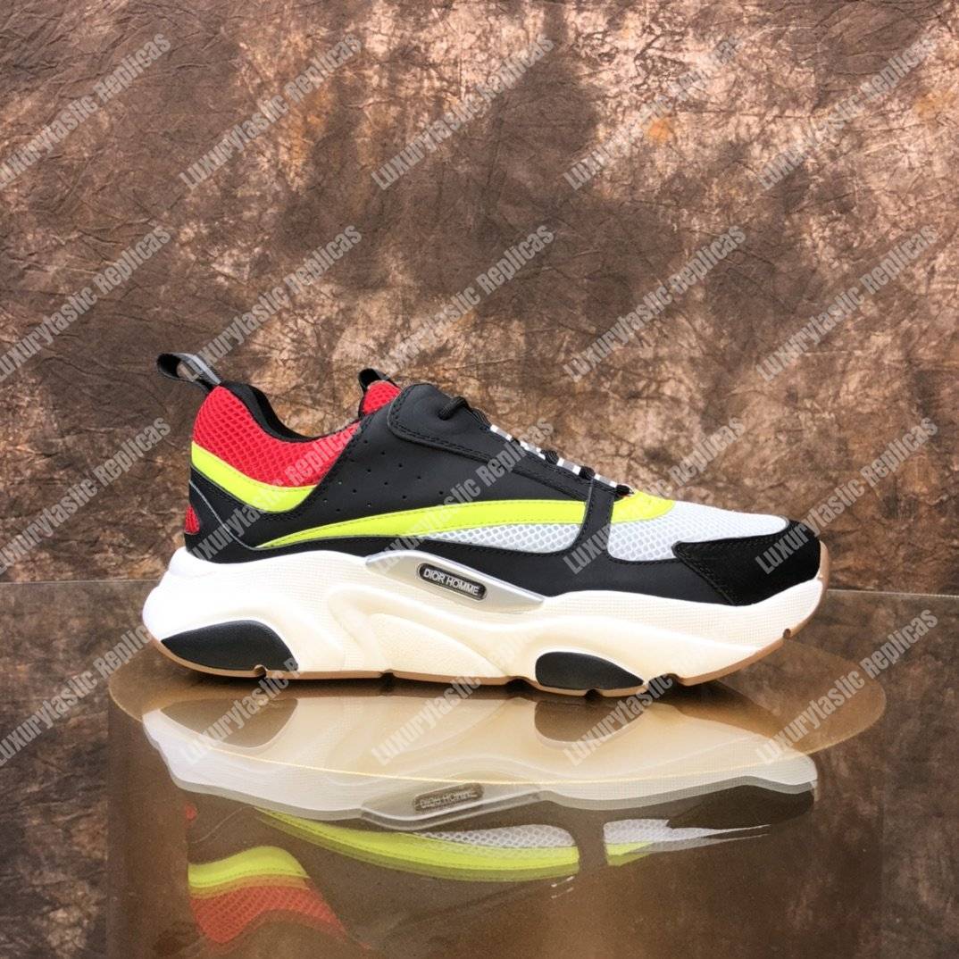 D*or b22 black, red and yellow canvas and calfskin sneaker
