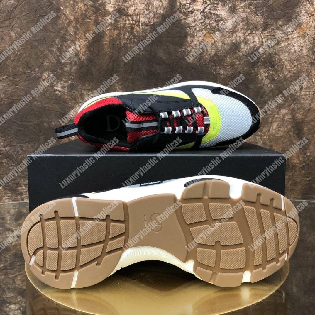 D*or b22 black, red and yellow canvas and calfskin sneaker