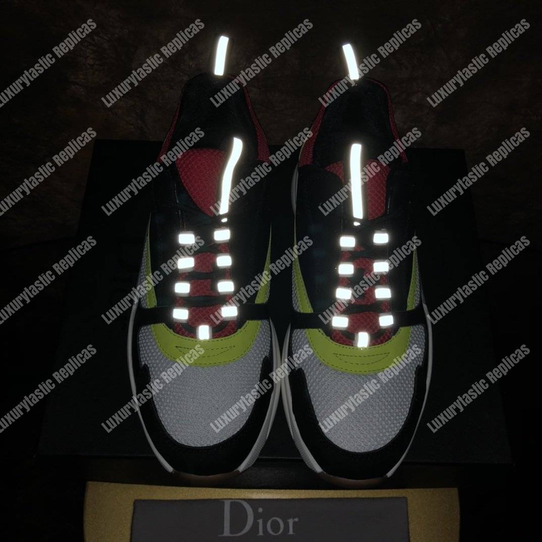 D*or b22 black, red and yellow canvas and calfskin sneaker