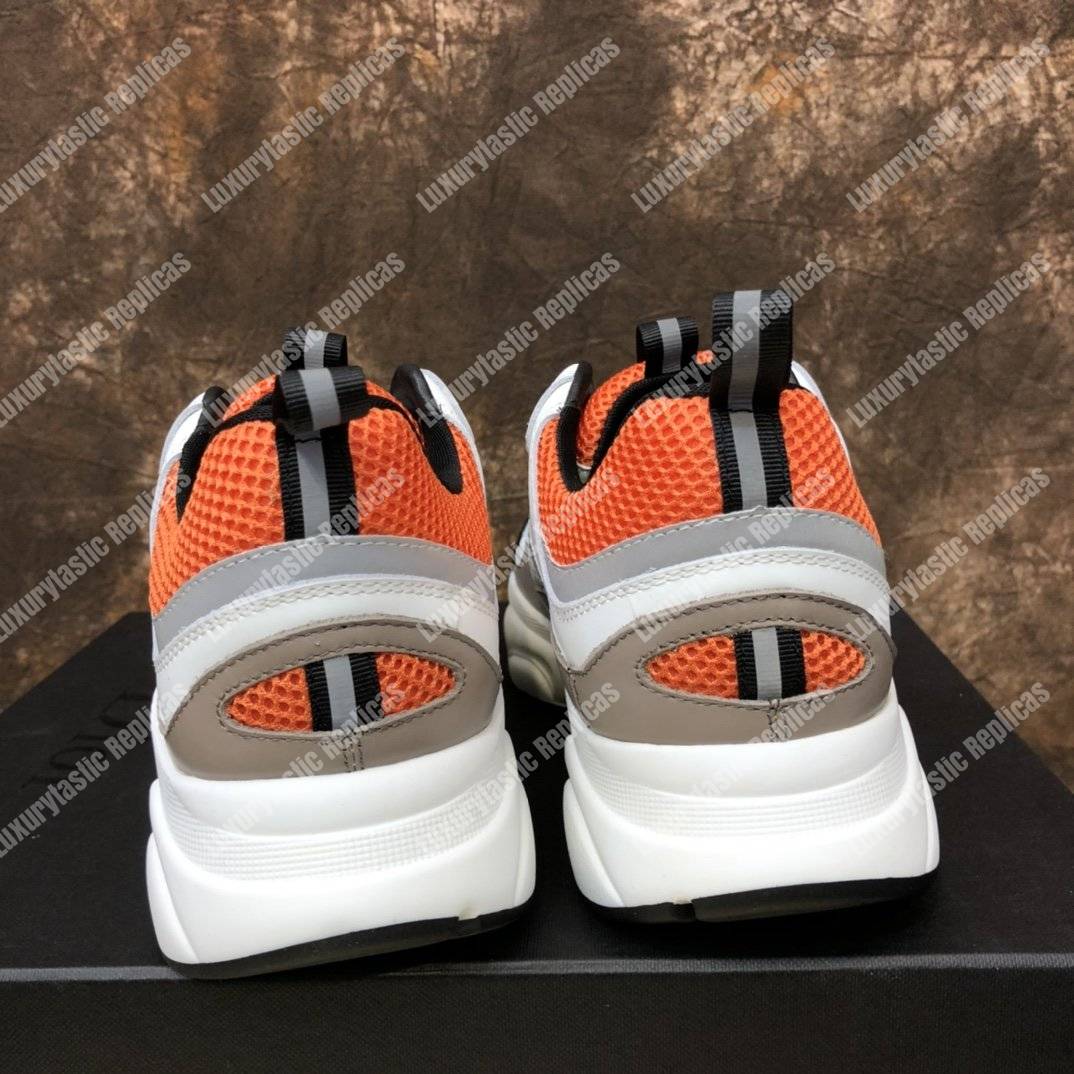 D*or b22 sneaker in red technical mesh and white and gray calfskin