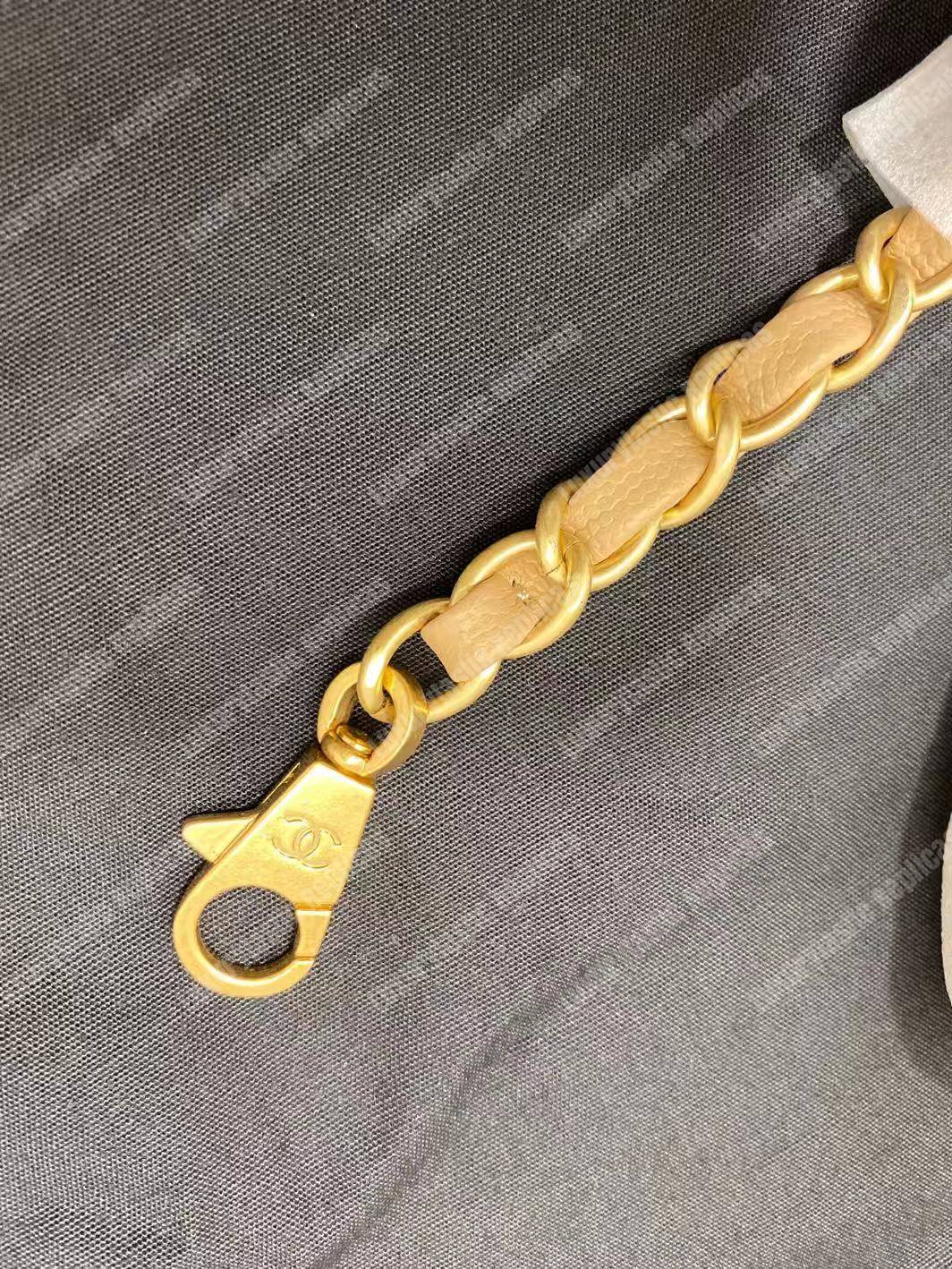 Ch*el flap bag with top handle beige