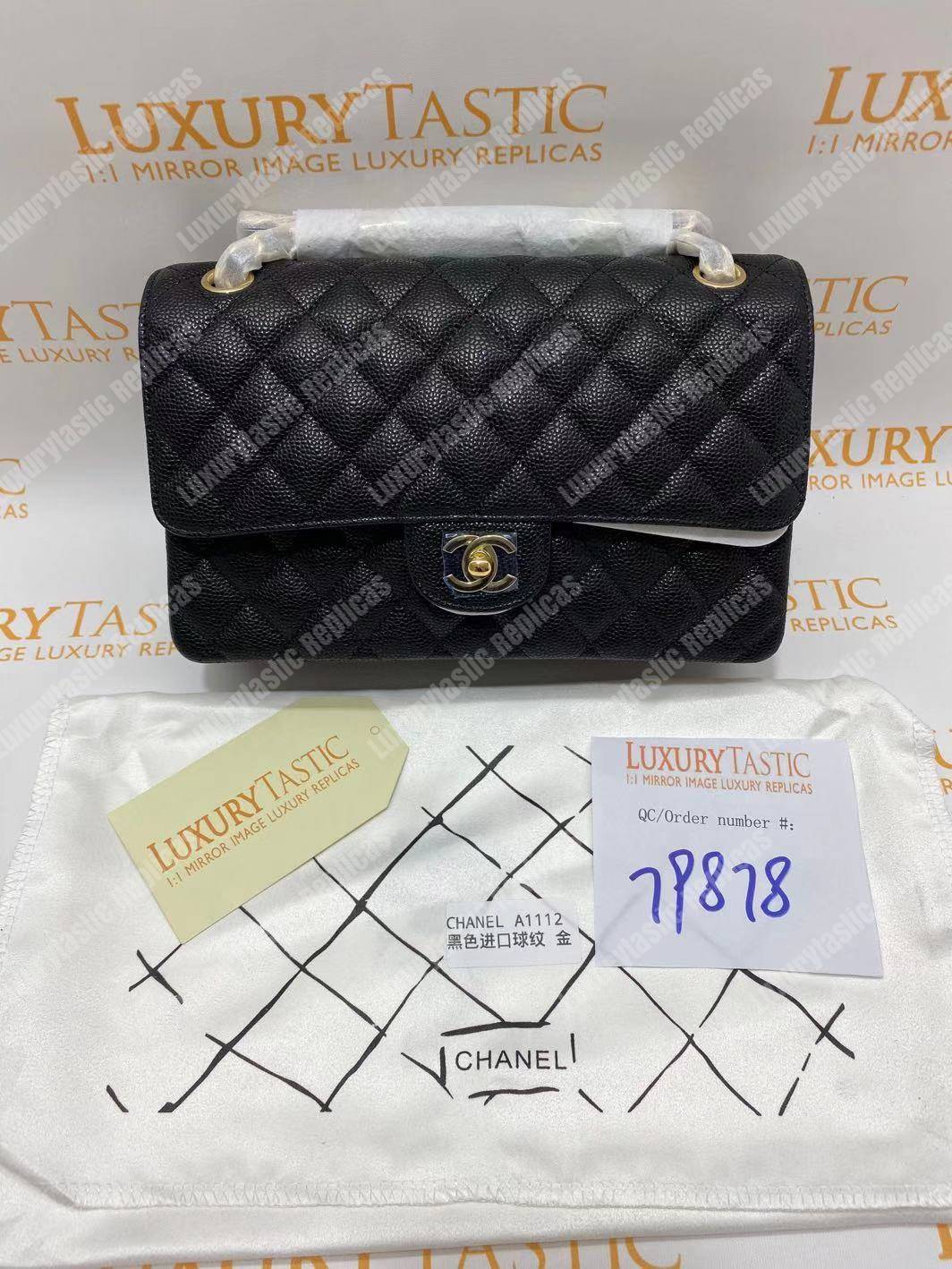 Ch*el classic medium flap bag black caviar