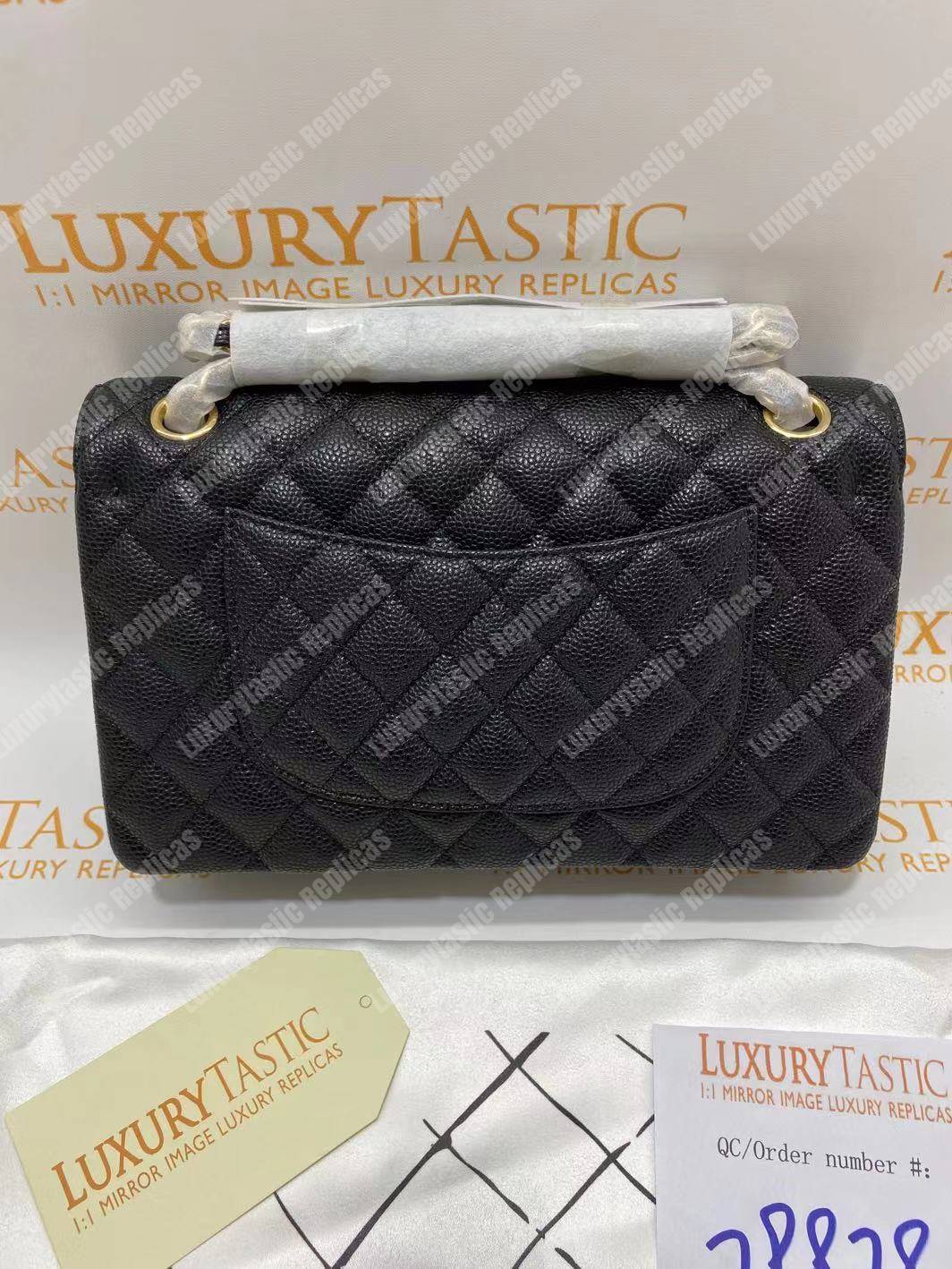 Ch*el classic medium flap bag black caviar
