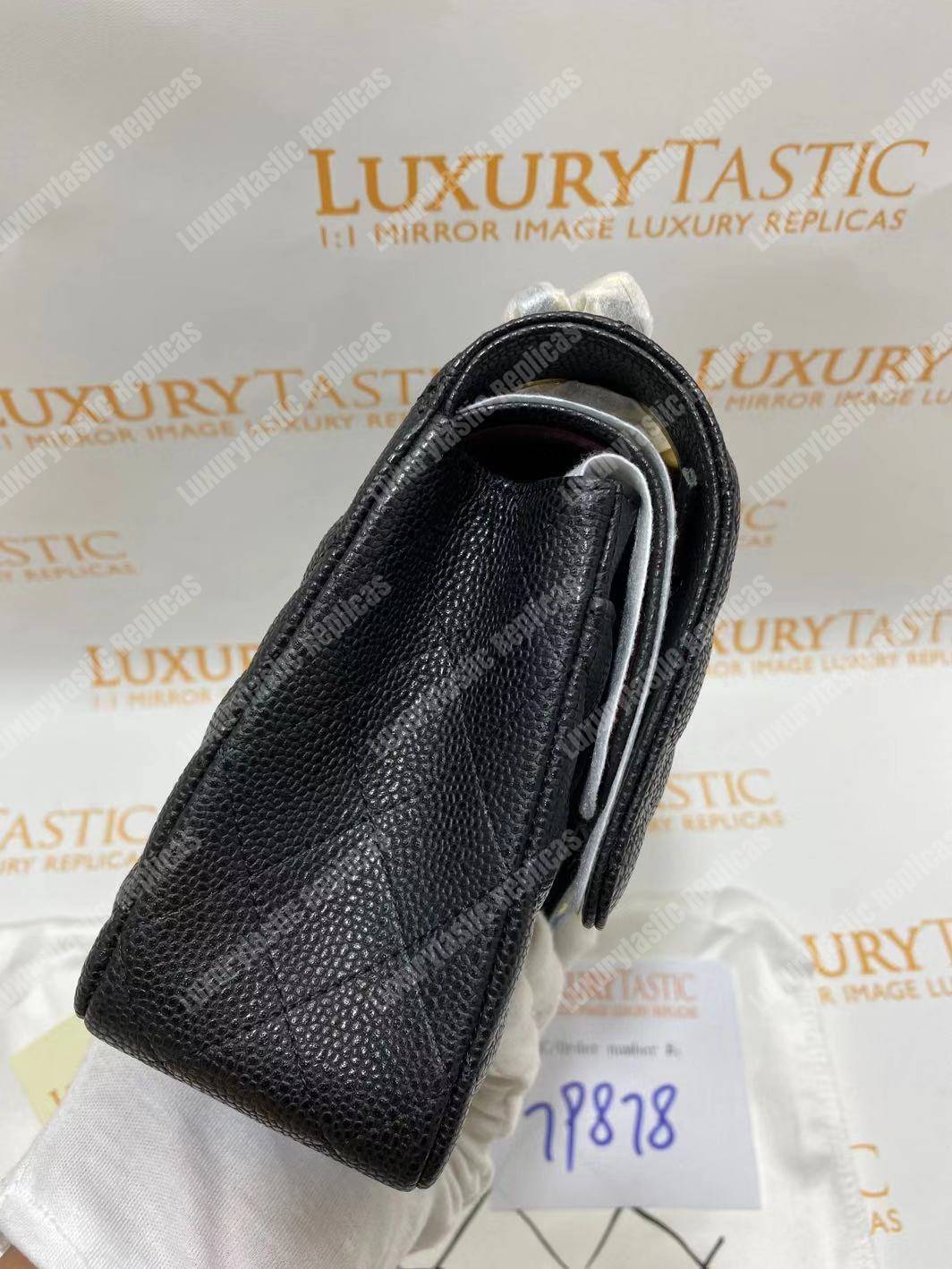 Ch*el classic medium flap bag black caviar