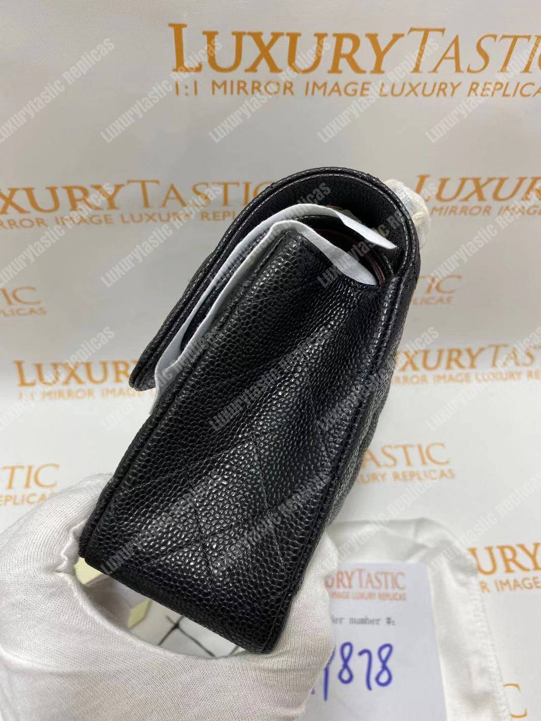 Ch*el classic medium flap bag black caviar