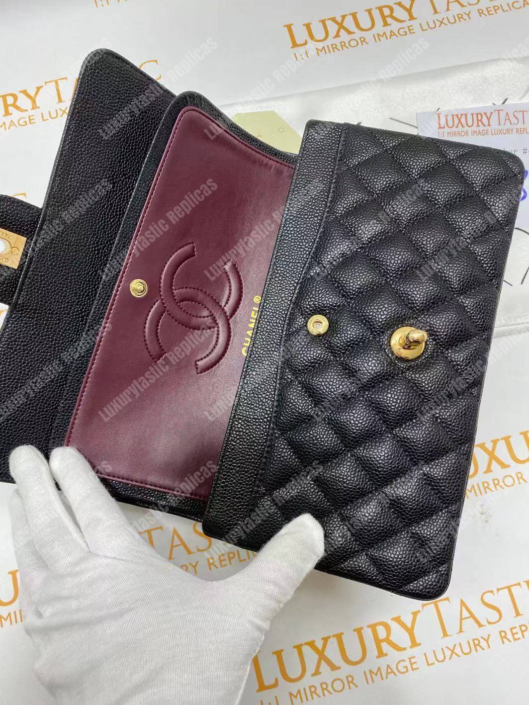 Ch*el classic medium flap bag black caviar