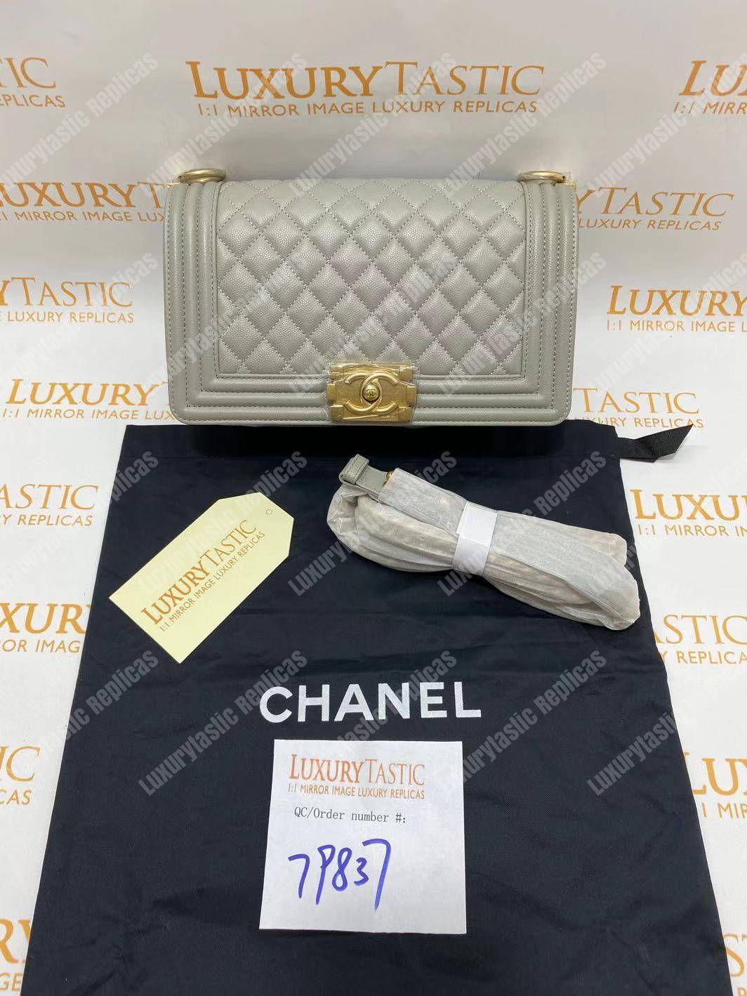 Ch*el boy medium handbag grey