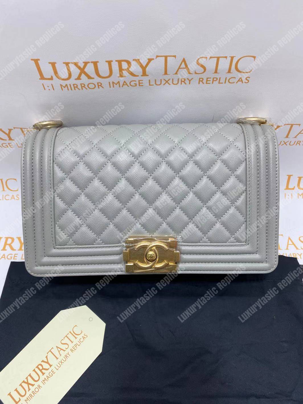 Ch*el boy medium handbag grey