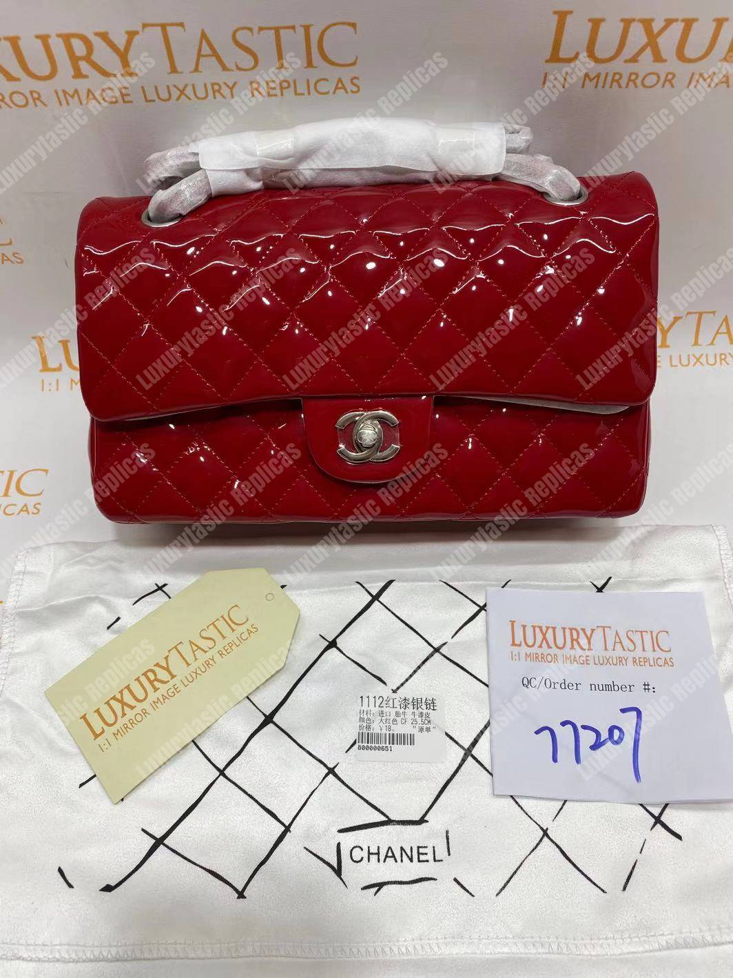 Ch*el classic medium flap bag red