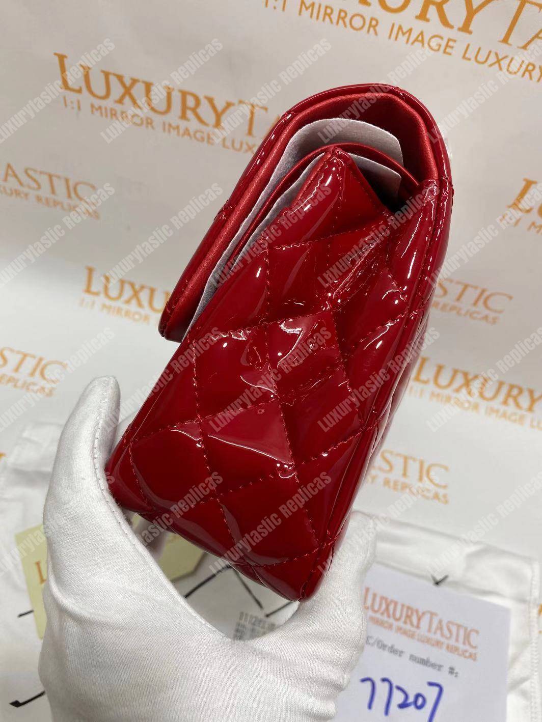 Ch*el classic medium flap bag red