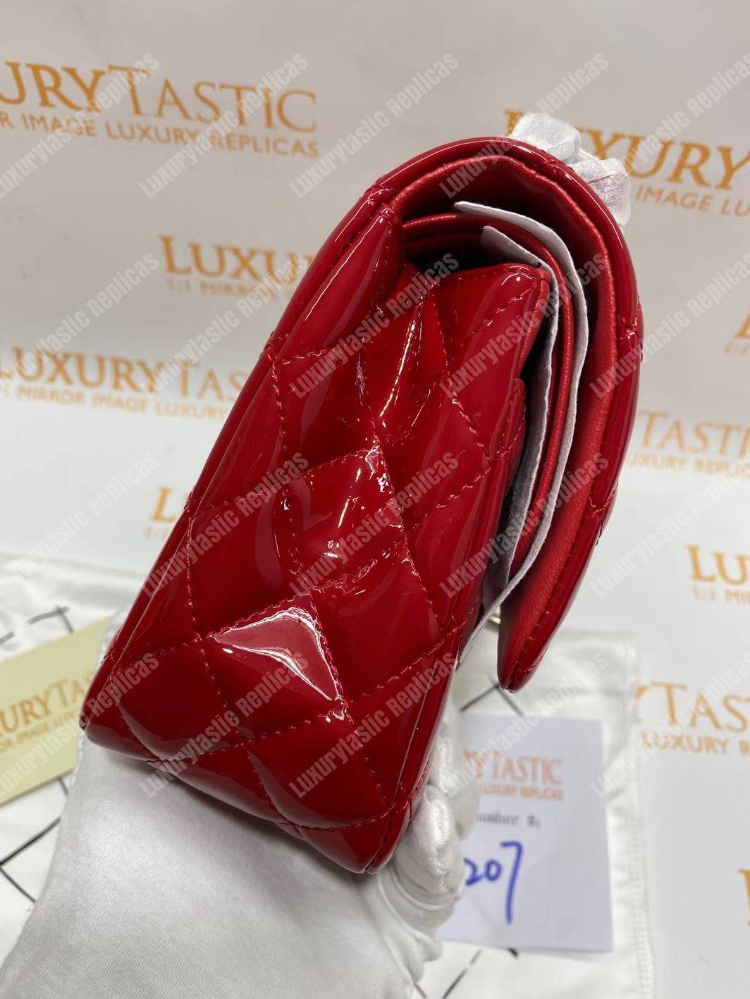 Ch*el classic medium flap bag red